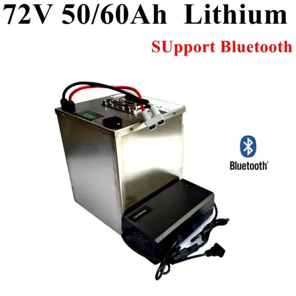 72v 50Ah 60Ah lithium ion battery with bluetooth APP BMS for 3000W 5000w scooter bike motorcycle + 10A charger