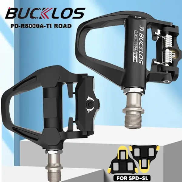 BUCKLOS Bicycle Lock Pedal for SPD-SL System Road Bike Self-locking Pedal Titanium Spindle Cycling Cleats Clipless Pedals