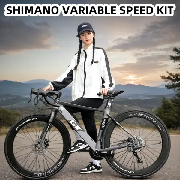 700C ultra-light wind-breaking road racing aluminum alloy road bicycle 27 speed double disc brake curved handlebar adult student