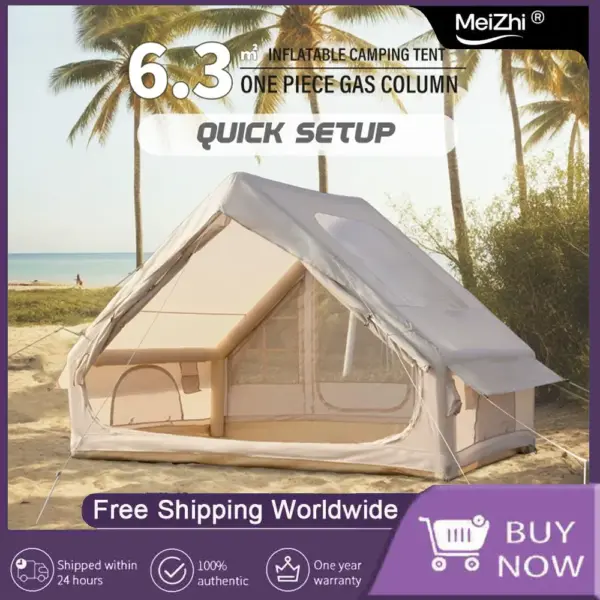 Quick-Deploy Inflatable Camping Tent for 3-4 People, Durable and Waterproof, Ideal for Family Outings and Rainy Nights