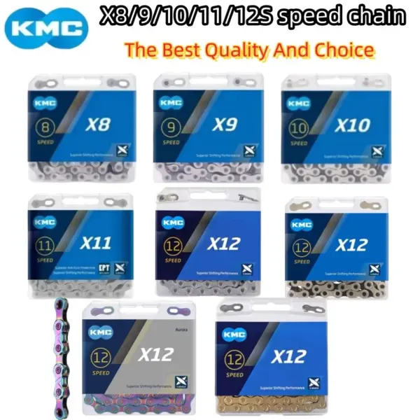 KMC Bike Chain X8 X9 X10 X11 X12 Bicycle Chain 8/9/10/11/12 Speed Road MTB Bike Crankset Compatible SRAM 8 9 10 11 12s