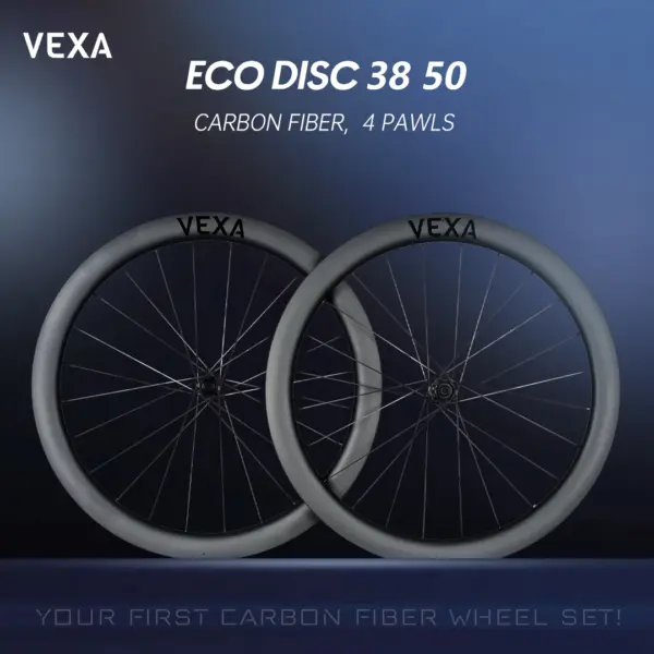 VEXA ECO Disc Road Bicycle 700C Carbon Fiber Wheelset Tubuless 38/50mm Depth Carbon Wheels Disc Brake
