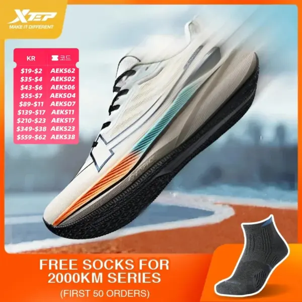 Xtep Men's Running Shoes 2000km 3.0 2025 Spring Lightweight Cushioned Wear-Resistant Training Jogging Sneakers 875119110032