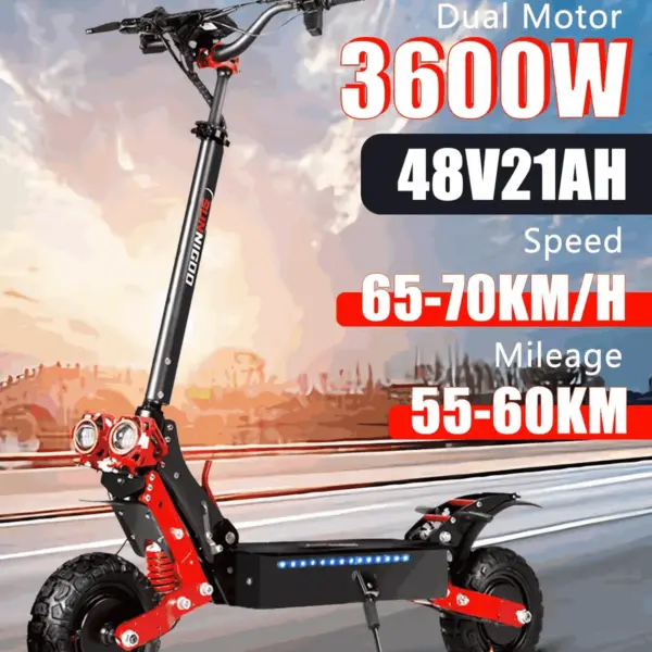 EU 2025 X7 Dual Motor Electric Scooter 3600W 48V 21AH Max Speed 65-70KM/H Max Mileage 60KM 11 Inch Big Wheel Off Road Escooter