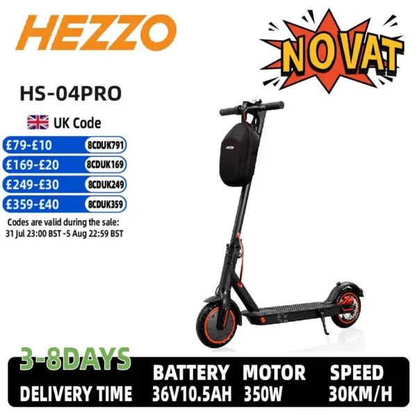 HEZZO SH O4PRO Adult E-scooter 350W Motor 36V 10.4AH Folding Electric Scooter 8.5 Inch Tire City Highway Escooter