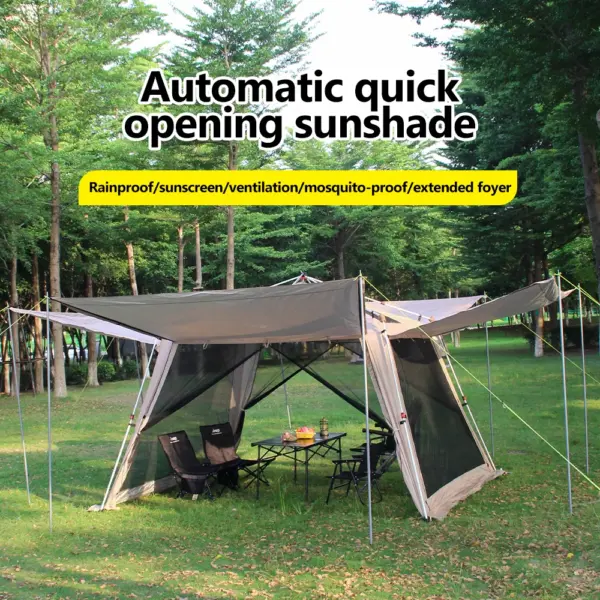 Outdoor Quick-Open Camping Canopy Tent with Aluminum Poles Rainproof Sunshade Mosquito Net for Beach Fishing Hiking Patio Shelte
