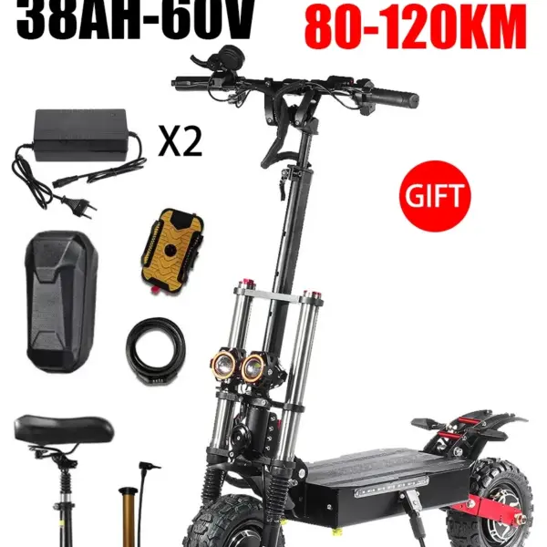 6000W Dual Motor Adult Off-Road S3Electric Scooter 60V-21700 Battery 140KM Range 400kg Max Load Hydraulic Brake 3-5 Day Delivery