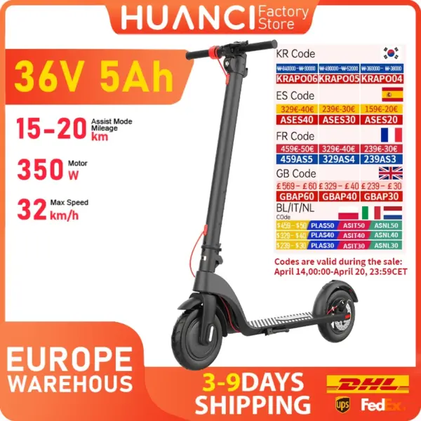 HUANCI X7 E Scooter 350W 5AH Adult Electric Scooter Electric Kick Scooters 8.5 inch Foldable Escooter Kick scooter electric