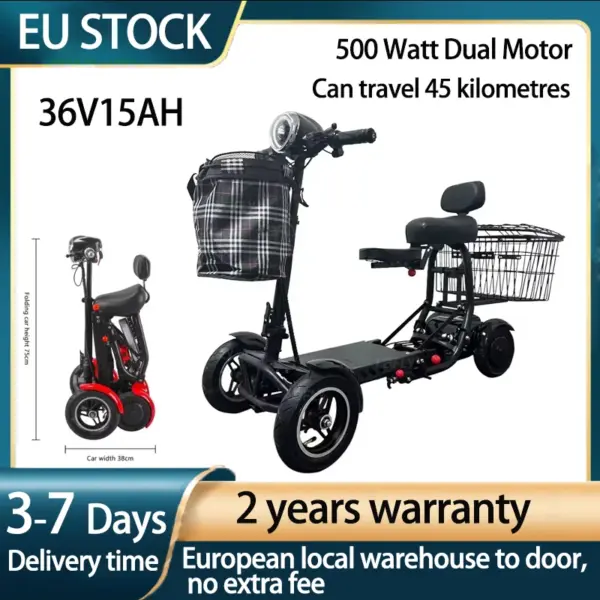 Eu New Escooter Scooter Long Range Mini 4 Wheel Folding Chinese Electric Luggage Electric Mobility Scooter for Seniors Disabled