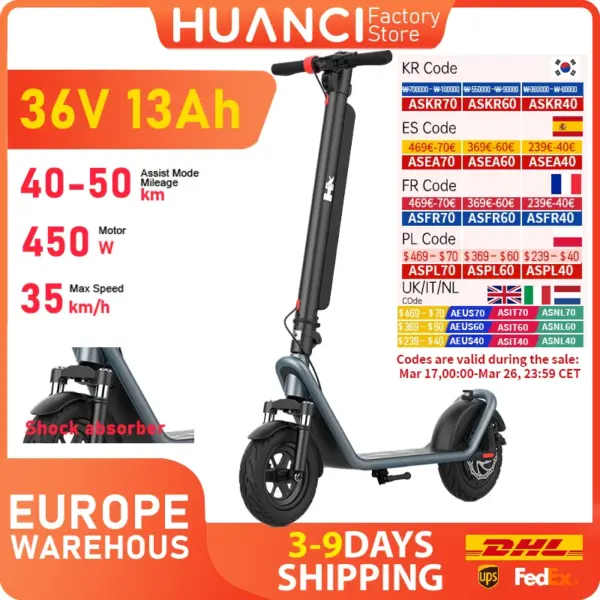 HUANCI X11 Electric Scooter 13AH 450W 35KM/H Foldable E scooter 10 Inch Smart For Adults Powerful Electric Kick Scooter
