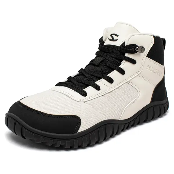 HOBIBEAR Unisex Mid-Top Wide Toe Shoes Hiking Boots Outdoor Non-Slip Trail-Running Artificial Leather Canvas Shoes