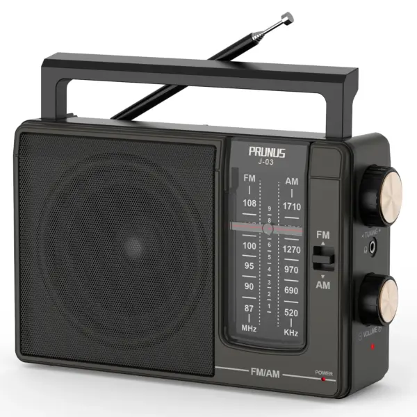 PRUNUS J-03 AM FM Radio Portable Large Speaker Excellent Sound, Excellent Reception 19.5 ant Tuning Knobs for Gifts
