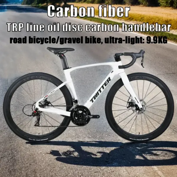 Carbon fiber curved handlebar road bicycle 24 speed gravel bike internal cable routing full oil disc brake Road Racing bicicleta