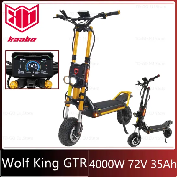 KAABO Wolf King GTR Electric Scooter 2000W*2 Dual Motor 72V 35Ah Removable Battery 12inch All-terrain Tubeless Central Display