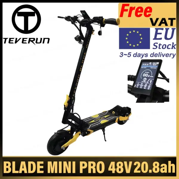 EU Stock Teverun Blade Mini Pro 48V 20.8Ah TFT Display 2*500W Dual Motor Blade MINI 48V 15.6Ah EY3 Display electric Scooter