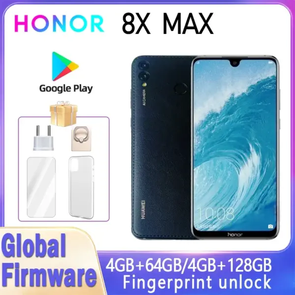 HONOR 8X MAX Smartphone Global firmware 7.12 inches 5000mAh CPU Snapdragon 660 Dual SIM Leather back cover used phoneused phone
