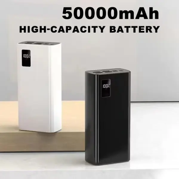 50000mAh Portable High Capacity Power Bank Fast Charging Powerbank Outdoor Travel With Digital Display Screen