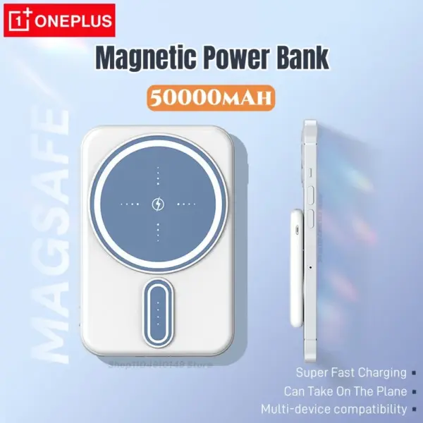 Oneplus Ultrathin 50000mAh Wireless Magnetic Power Bank Mobile Battery Portable Backup Battery Fast Charger For IPhone Samsung