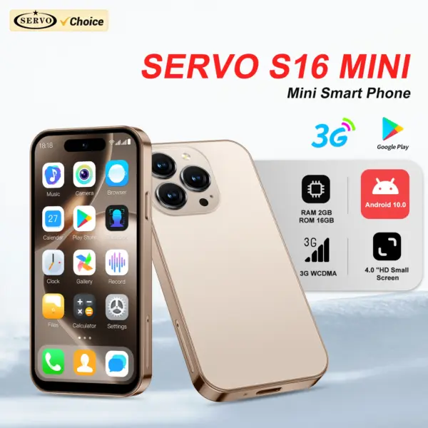 2025 SERVO S16 Mini 4.0" Smartphone Android 10.0 3G WCDMA 2GB+16GB 5MP Camera Play Store WiFi Hotspot Super Small Phones Type-C