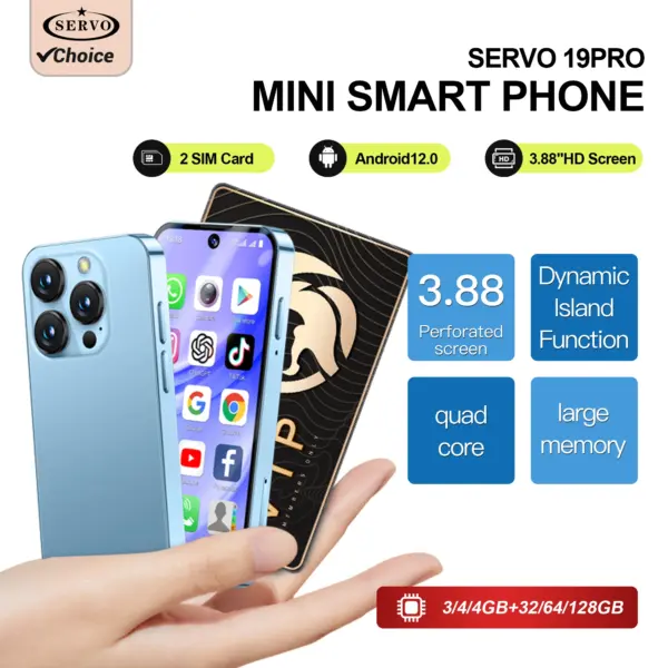 SERVO 19PRO 4G LTE Mini Smartphone 4GB+128GB Multiple Memory Android12 Play Store 3.88" Display Dual SIM Cellular Phone 2000mAh