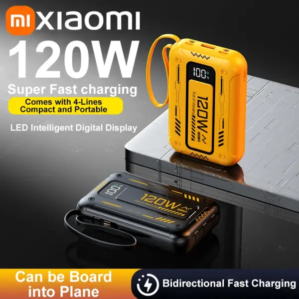 Xiaomi Mini Mech Style Power Bank PD 120W 50000mAh Super Fast Charging 4-in-1 Cable High Capacity For IPhone Android Samsung NEW