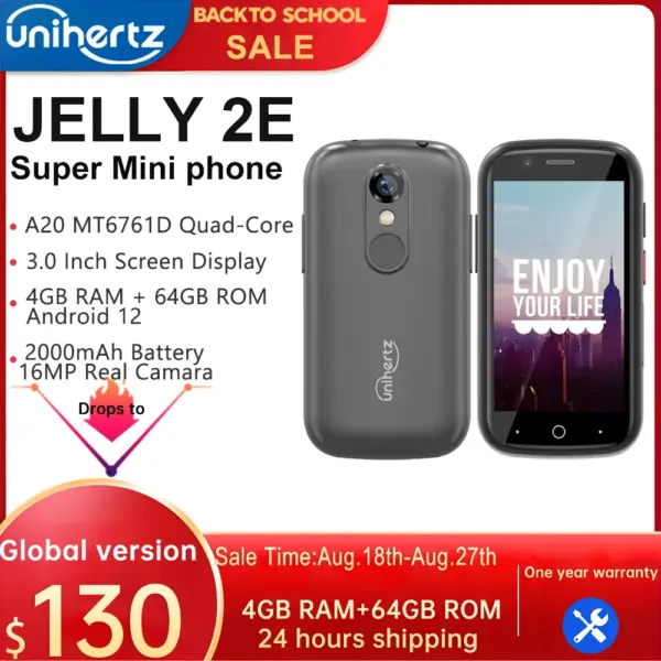 Unihertz Jelly 2E Mini Smartphone 4GB 64GB Android 12 Unlocked Mobile Phone 2000mAh Portable Cellphones