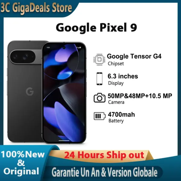 Google Pixel 9, global Version, global Version, Google tsor G4,4700 mAh,PD3.0,OLED, Hz,12 GB of RAM,ROM de 128 Go, smart Phone