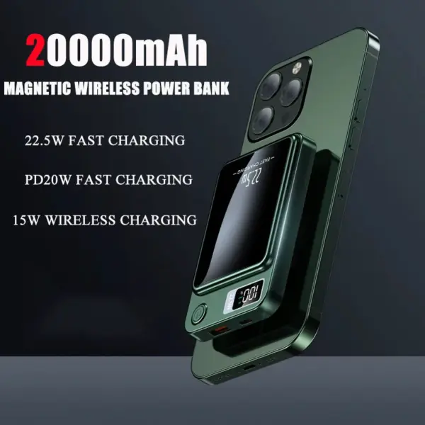 PD22.5W Fast Charging Power Bank 20000mAh 15W Magsafe Wireless Charger Powerbank for iPhone 15 14 13 12 11 Samsung Huawei Xiaomi