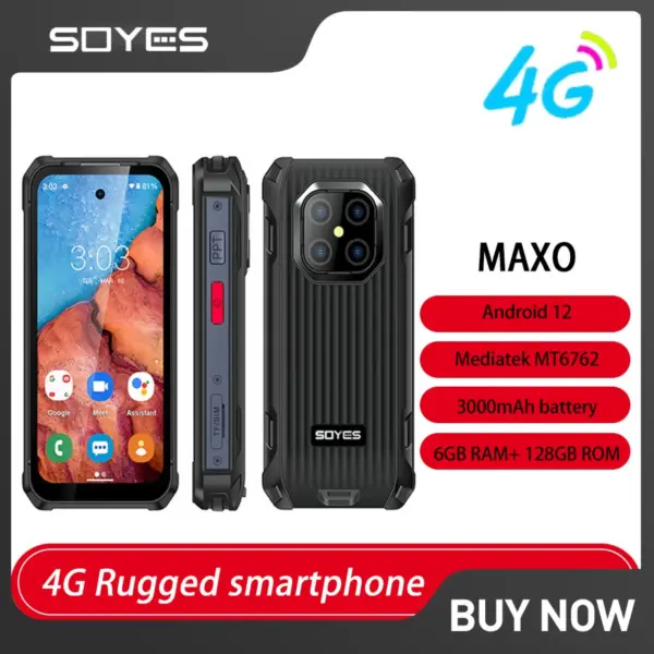 SOYES MAXo 4G Mini Rugged Smartphone 3.88“ IPS Screen IP68 Android12 6GB +128GB Small Phone 3000mAh Face ID Unlock Mobile Phone