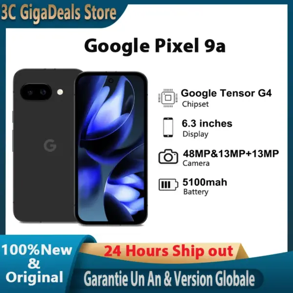 New Google pixel 9a, 6,3 inches, 1080 x POLED, 120Hz 5100mah. Google tsor G4 Titan m2, 8G RAM ,128/g smartphone