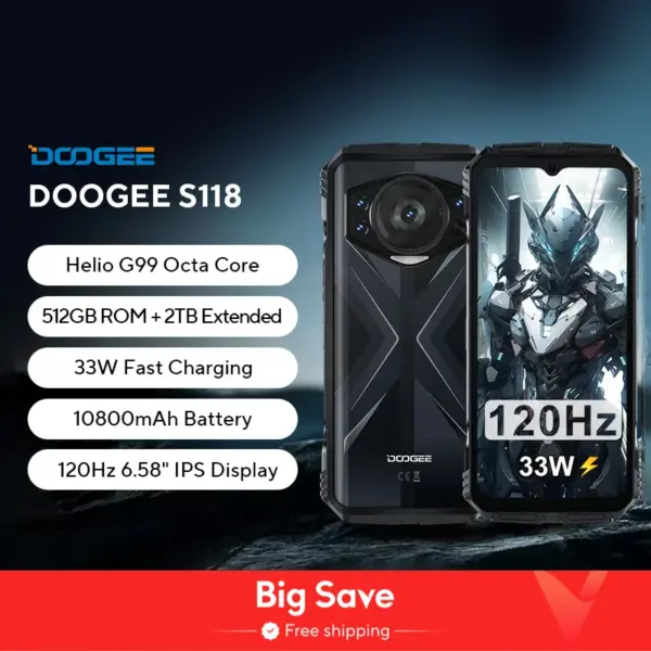 [World Premiere] DOOGEE S118 Rugged Smartphone 20GB(8+12GB Extended) 6.58" FHD+ Screen Helio G99 10800mAh 50MP AI Camera NFC