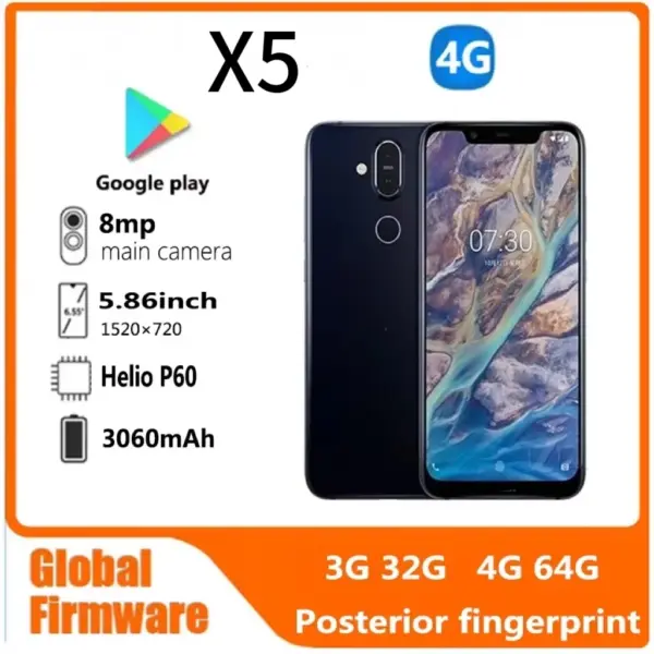 X5 Smartphone Photo Mobile Android Global Older Machine LTE Version Fingerprint Used phone