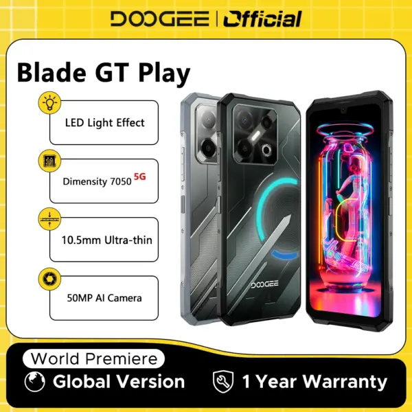 World Premiere DOOGEE Blade GT Play 5G Rugged Phone 20GB 256GB 6.72” FHD+ 120Hz LED Light Effect Dimensity 7025 50MP AI Camera