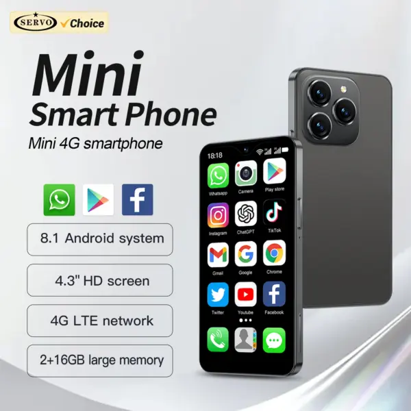 SERVO 17SE Mini Smartphone 4G LTE Android System Google Play 2GB+16GB 13MP Camera OTG WiFi Hotspot 4.3" Display Cute Smart Phone