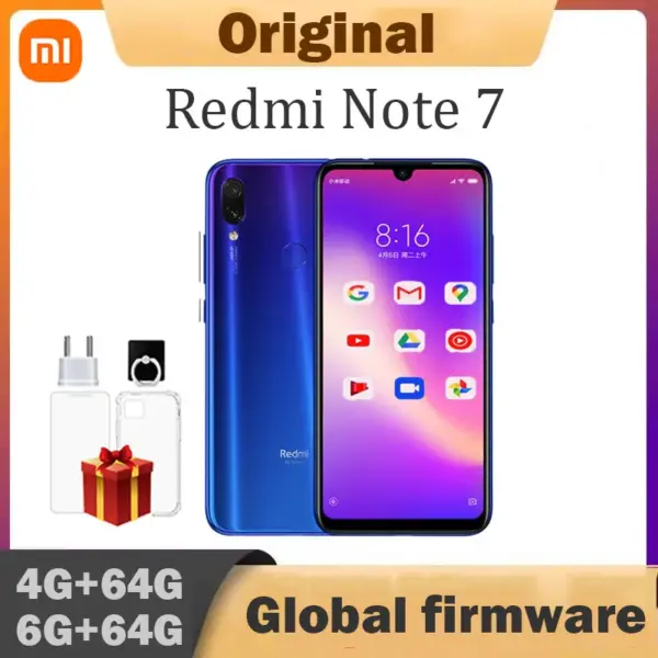 Global Firmware Xiaomi Redmi Note 7 Smartphone Storage Snapdragon 660 Original Rear Fingerprint Sensor used phone