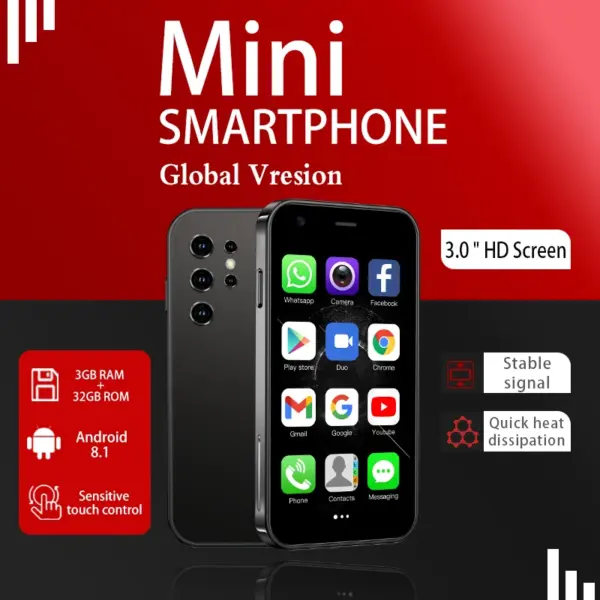 Mini 24 Mini Smartphone | 3+32GB RAM | Android System+Google Play | Dual SIM Dual Standby | Exquisite and Compact, Perfect Gift