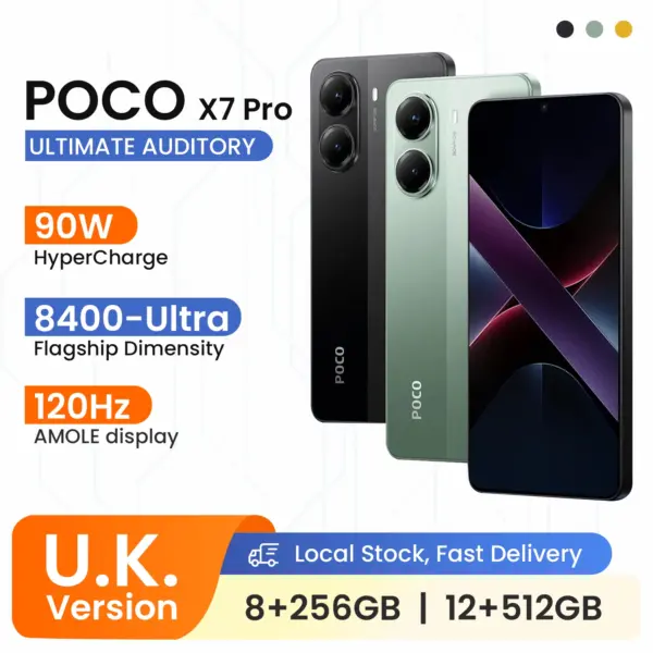 UK Version POCO X7 Pro Smartphone Dimensity 8400-Ultra 6000mAh 90W Charge 50MP camera with OIS 120Hz NFC 5G