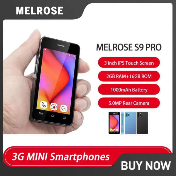 Melrose S9 Pro Super Mini Phones 3Inch Ultra Slim Quad Core 2GB+16GB Mobile Phone 5MP 1000mAh 3G Compact Mini Smartphone Android