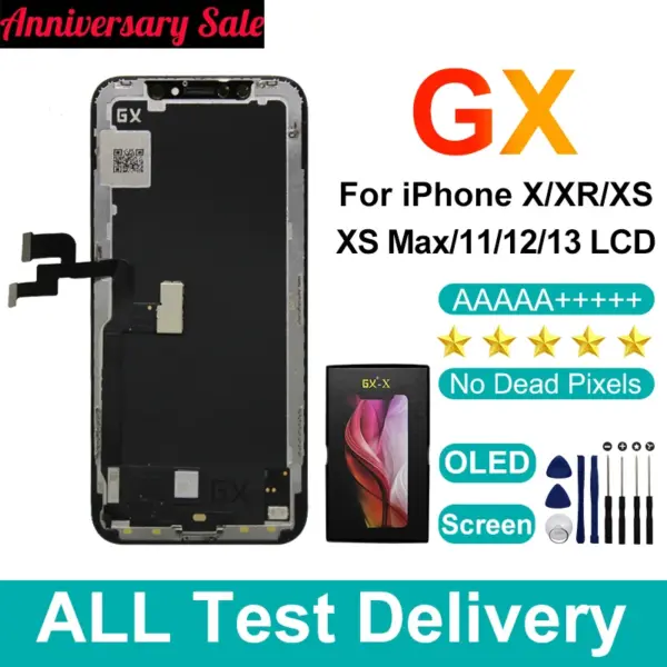 GX AMOLED LCD For iPhone X XS Max Display True Tone With 3D Touch Screen For iPhone 11 12 Pro Max 12Mini LCD Pantalla Digitizer