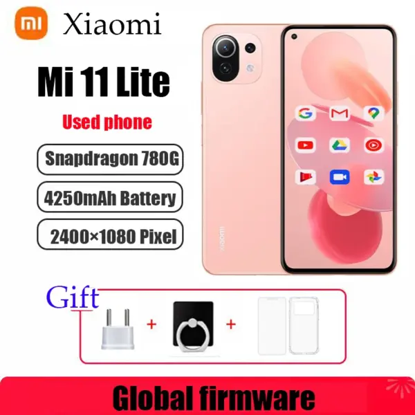 Global Firmware Xiaomi Mi 11 Lite Smartphone Snapdragon 780G 5G AMOLED64MP Full Screen 90HZ Used Phone