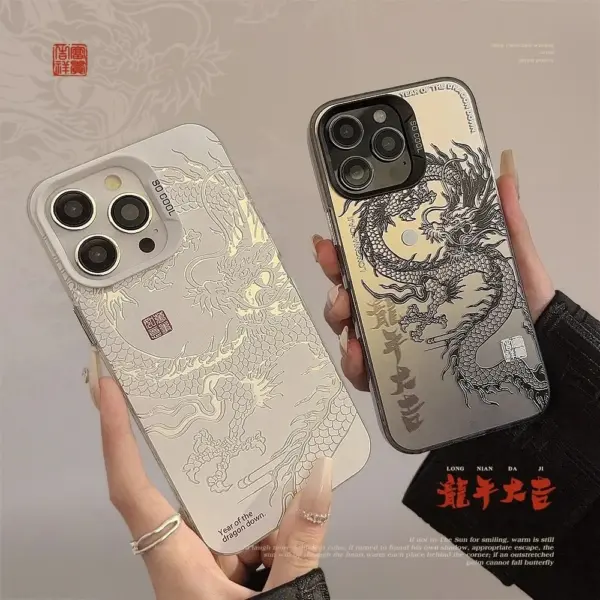 New Luxury Chinese Dragon Phone Case For iPhone 16 15 14 13 12 11 Pro Max X XR XSMAX 8 7 Plus Matte Shockproof Back Cover