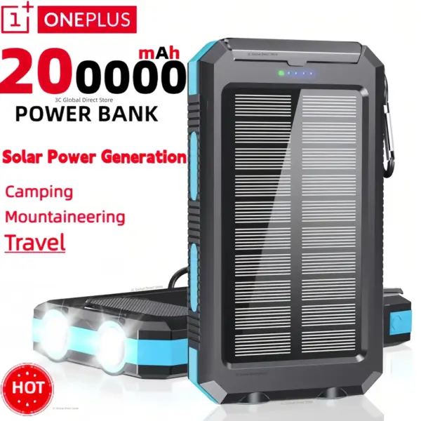 ONEPLUS 200000mAh Solar Power Bank Large Capacity Portable Outdoor Fast Charging External Battery For IPhone Xiaomi Huawei HOT