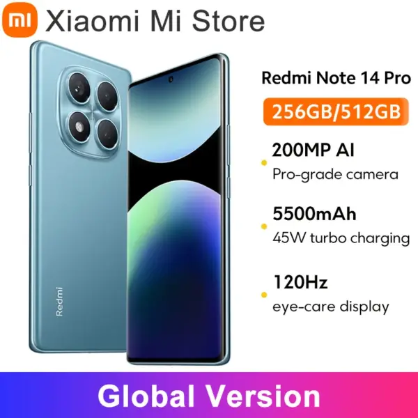 Xiaomi Redmi Note 14 Pro Global version Smartphone 200MP AI camera 5500mAh NFC Helio G100-Ultra 6.67" AMOLED display