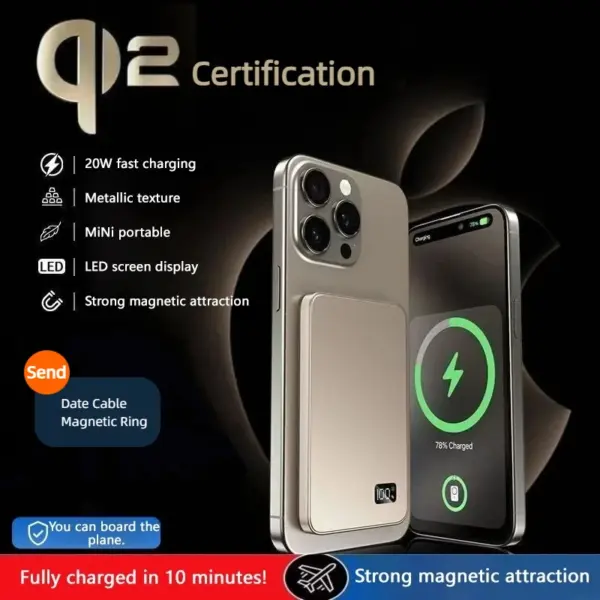 True 20000mAh Portable Magnetic Wireless Power Bank PD22.5W Fast Charging External Battery Qi2 For Magsafe For iPhone Samsung