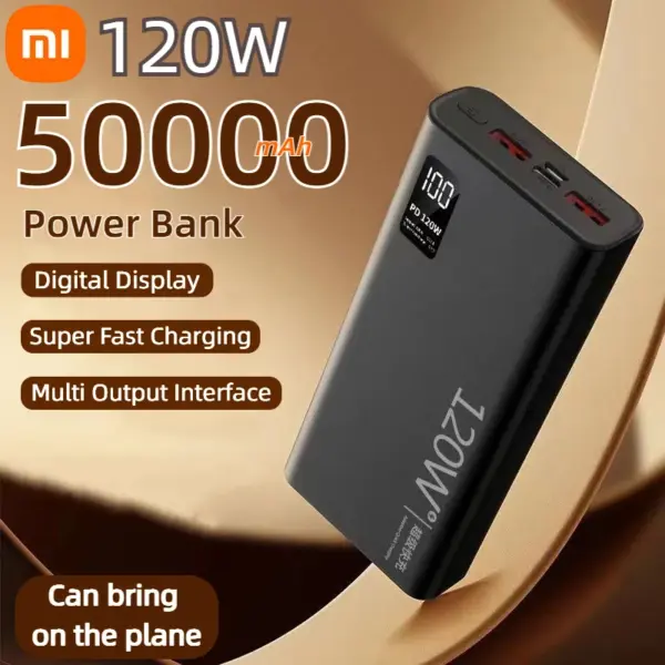 Xiaomi 120W High Capacity Power Bank 50000mAh Fast Charging Powerbank Portable Battery Charger For Android Samsung Huawei NEW