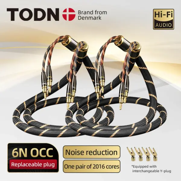 TODN 1 pair speaker cable high end hifi audio cable 6N OCC speakers CABL replaceable banana plug Yplug Connecting the amplifier