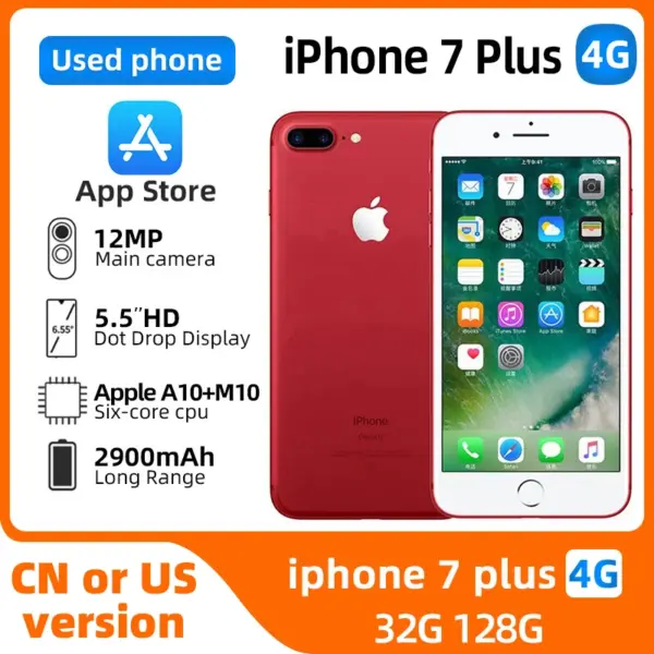 Apple iPhone 7 Plus 4G LTE Retina HD 1920x1080px 5.5inch CPU Apple A10+M10 coprocessor 12MP camera 2900mAh used phone