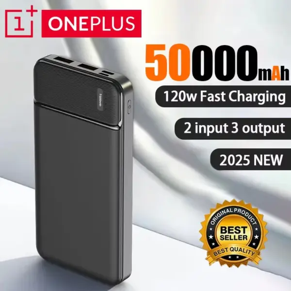 OnePlus 50000mAh High Capacity Power Bank 120W Fast Charging Powerbank Portable External Battery Charger For iPhone Samsung New