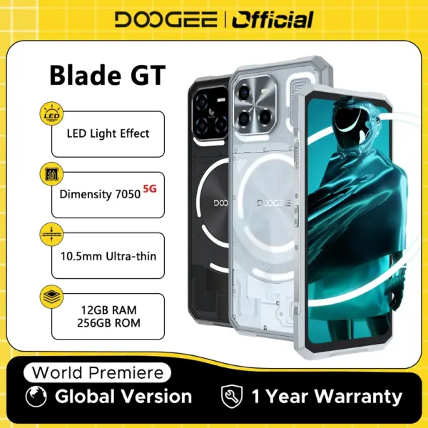 World Premiere DOOGEE Blade GT Rugged Phone 6.72'' FHD+ 120Hz LED Light Effect 12GB RAM 256GB ROM 5500mAh Battery Android 14