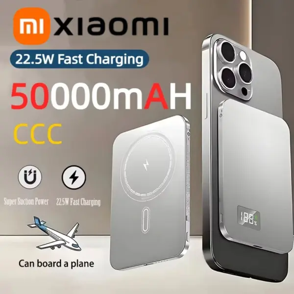Xioami 50000mAh Magnetic Wireless Power Bank PD22.5W Portable Fast Charging External Battery For Magsafe For iPhone Samsung